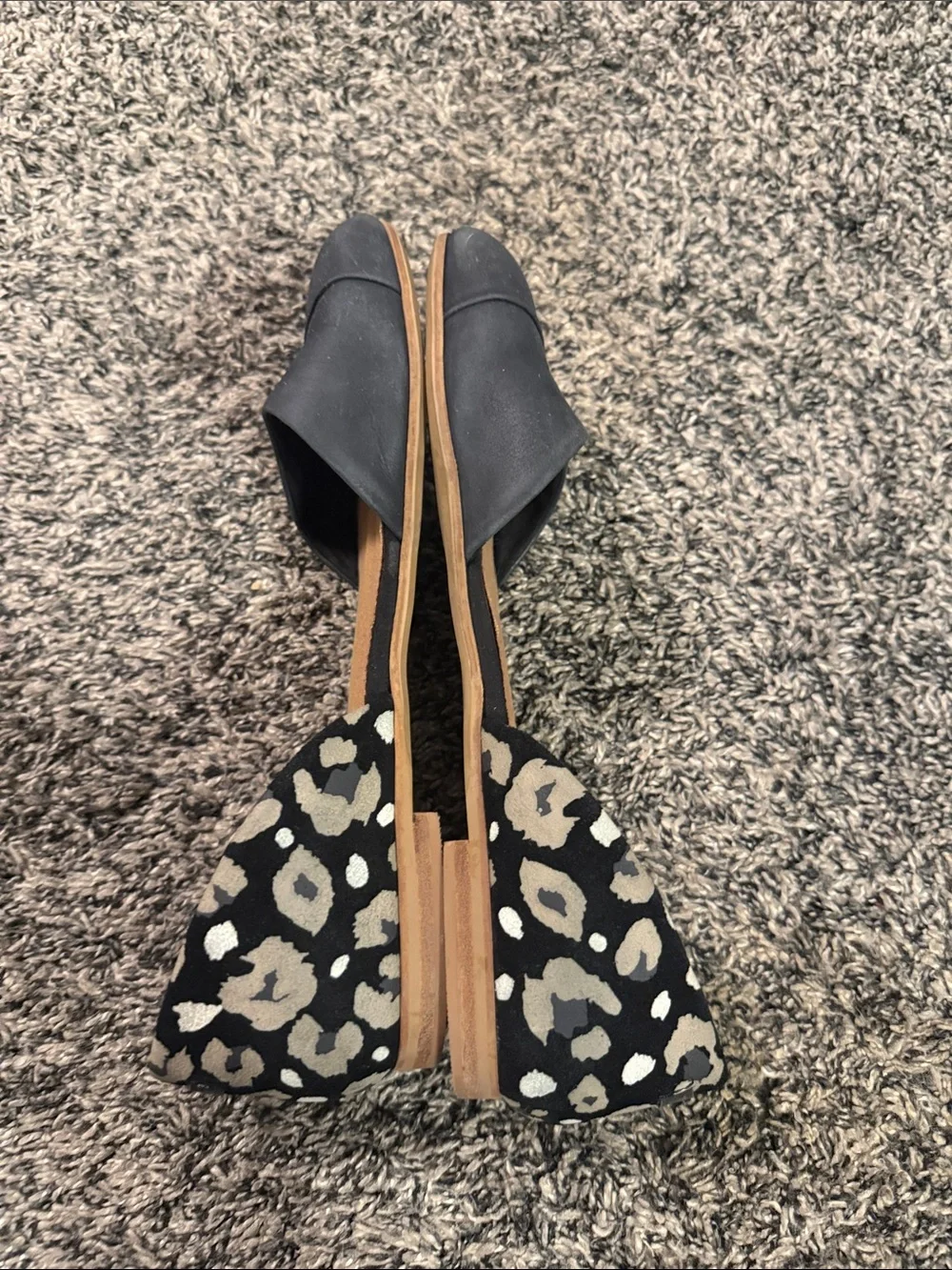 TOMS Women’s 8.5 Black Leopard D’Orsay Flats Slip On Shoes